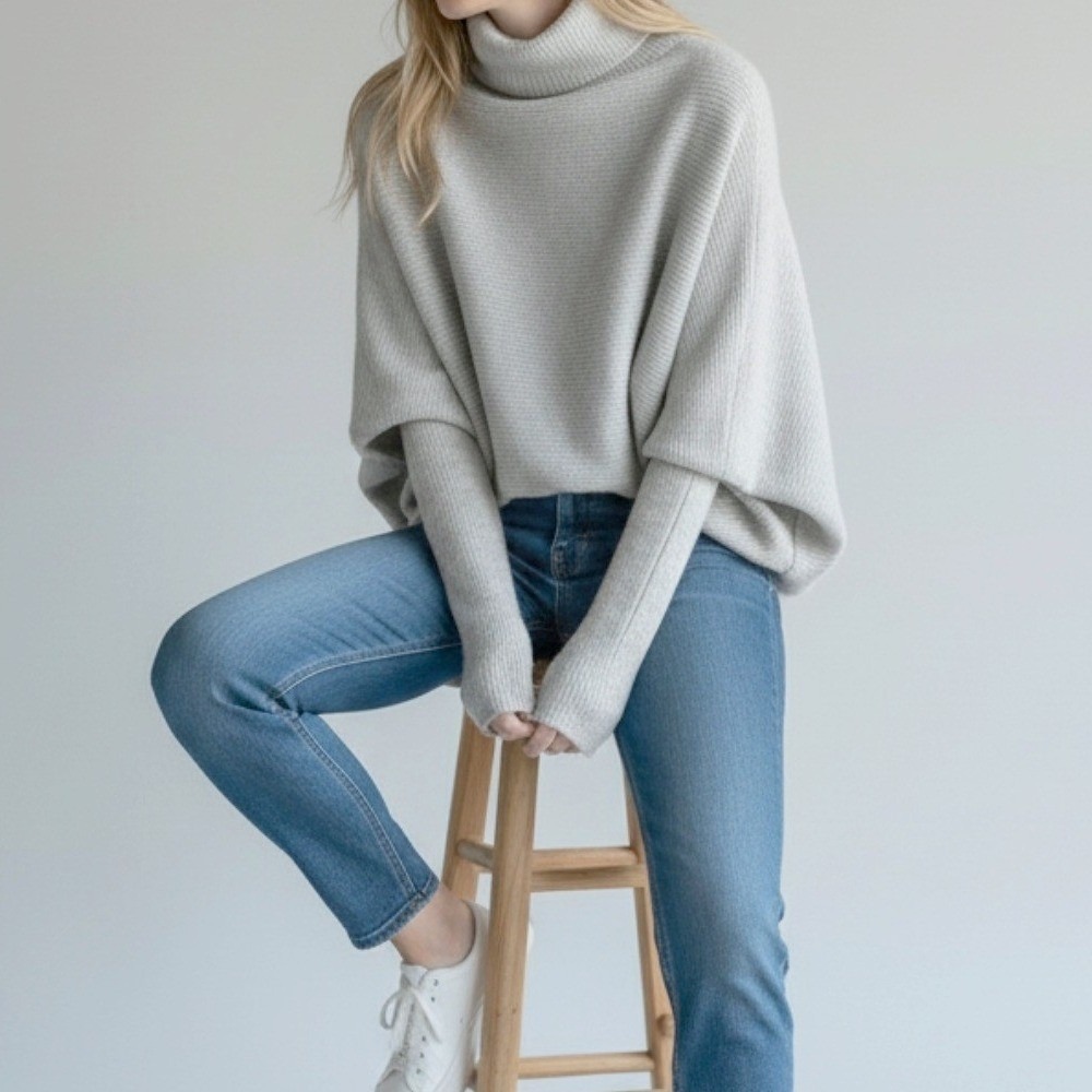 AllSaints‎ Ridley Wool Sweater Gray Cowl Neck Oversized Dolman Cozy Minimalist